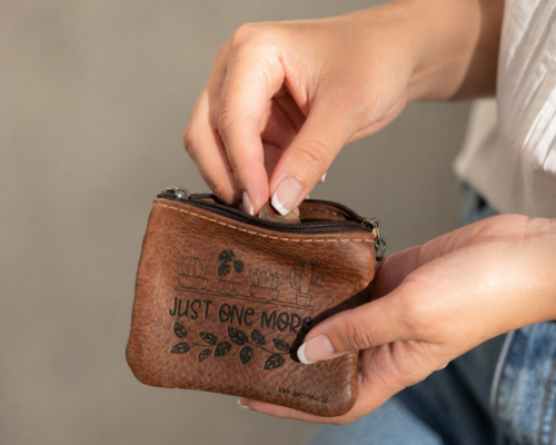 LEATHER COINPOUCH "Succulent Themed"